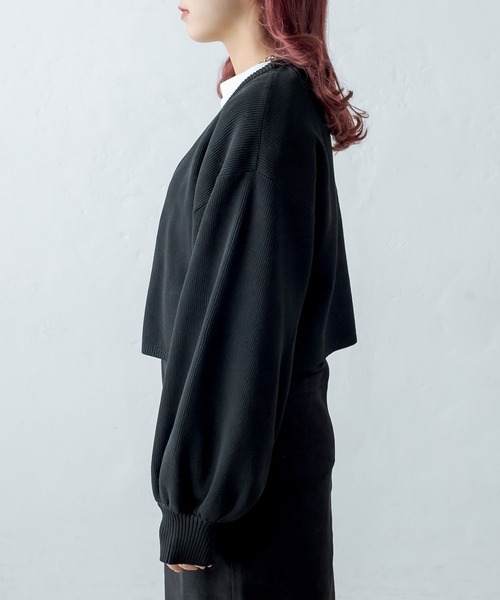 RASVOA(ラスボア)の「スウェットライクニットカーディガン(カーディガン/ボレロ・レディース・ブラック/オレンジ/グリーン・FREE)」の9枚目の写真