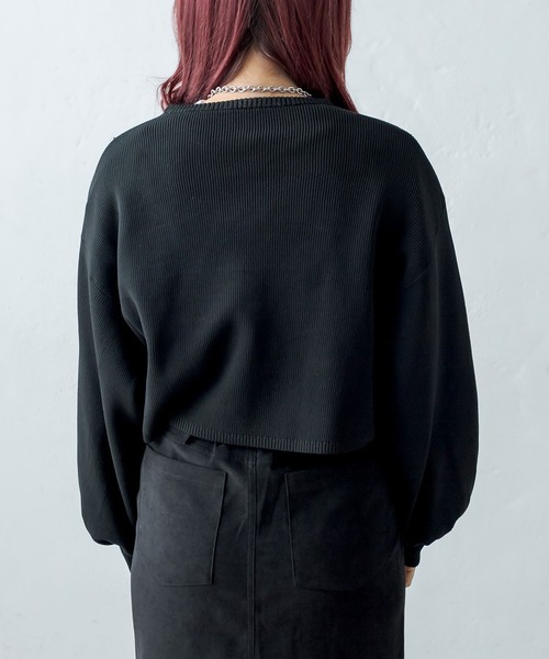 RASVOA(ラスボア)の「スウェットライクニットカーディガン(カーディガン/ボレロ・レディース・ブラック/オレンジ/グリーン・FREE)」の7枚目の写真