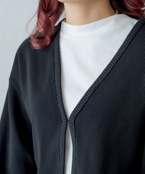 RASVOA(ラスボア)の「スウェットライクニットカーディガン(カーディガン/ボレロ・レディース・ブラック/オレンジ/グリーン・FREE)」の17枚目の写真