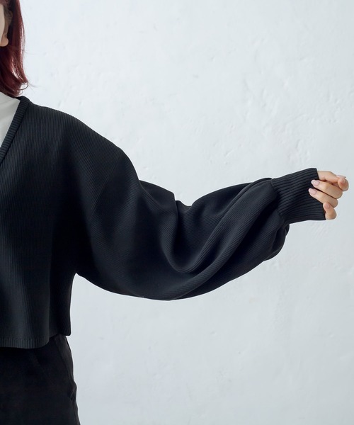 RASVOA(ラスボア)の「スウェットライクニットカーディガン(カーディガン/ボレロ・レディース・ブラック/オレンジ/グリーン・FREE)」の20枚目の写真