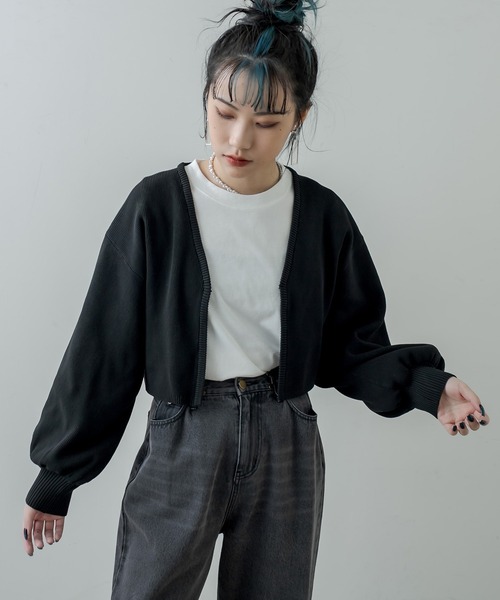 RASVOA(ラスボア)の「スウェットライクニットカーディガン(カーディガン/ボレロ・レディース・ブラック/オレンジ/グリーン・FREE)」の16枚目の写真