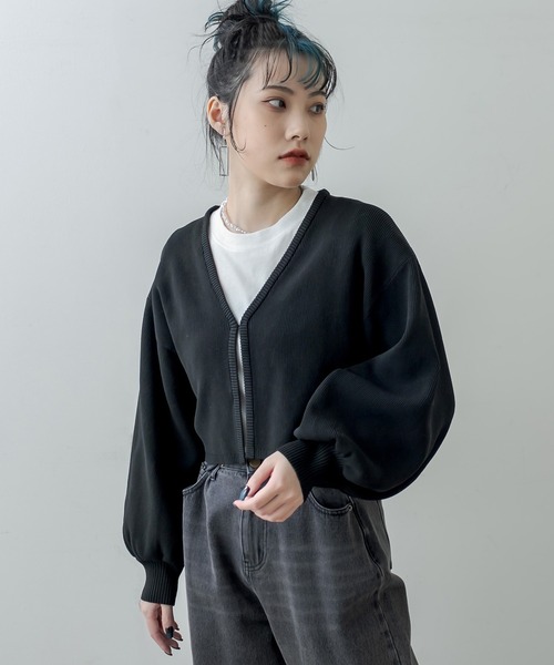 RASVOA(ラスボア)の「スウェットライクニットカーディガン(カーディガン/ボレロ・レディース・ブラック/オレンジ/グリーン・FREE)」の22枚目の写真