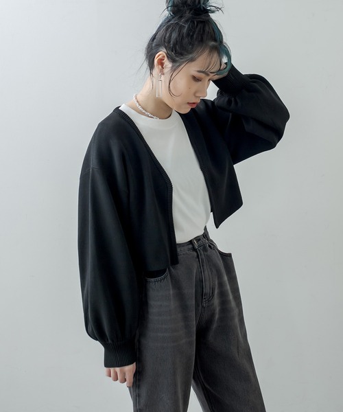 RASVOA(ラスボア)の「スウェットライクニットカーディガン(カーディガン/ボレロ・レディース・ブラック/オレンジ/グリーン・FREE)」の19枚目の写真