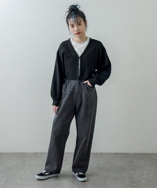 RASVOA(ラスボア)の「スウェットライクニットカーディガン(カーディガン/ボレロ・レディース・ブラック/オレンジ/グリーン・FREE)」の11枚目の写真