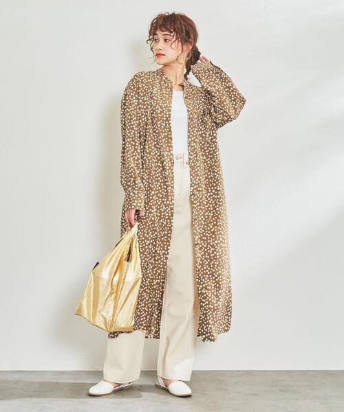 coen(コーエン)の「ドットプリントバンドカラーワンピース(ワンピース・レディース・ブラウン/ブラック・MEDIUM/LARGE)」の10枚目の写真