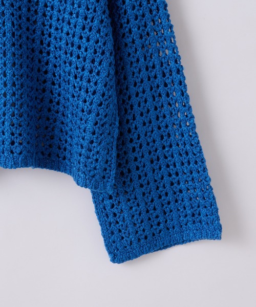 CIAOPANIC（チャオパニック）の「透かし編みショートニットプルオーバー（ニット/セーター・レディース・アイボリー/オレンジ/ブルー・FREE）」の5枚目の写真