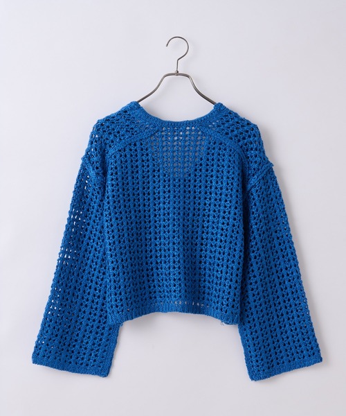 CIAOPANIC（チャオパニック）の「透かし編みショートニットプルオーバー（ニット/セーター・レディース・アイボリー/オレンジ/ブルー・FREE）」の6枚目の写真