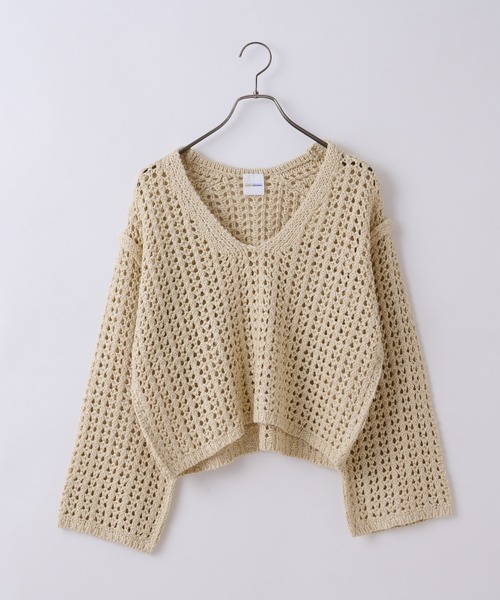 CIAOPANIC（チャオパニック）の「透かし編みショートニットプルオーバー（ニット/セーター・レディース・アイボリー/オレンジ/ブルー・FREE）」の16枚目の写真