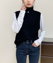 柔らかいハイネックニットベスト