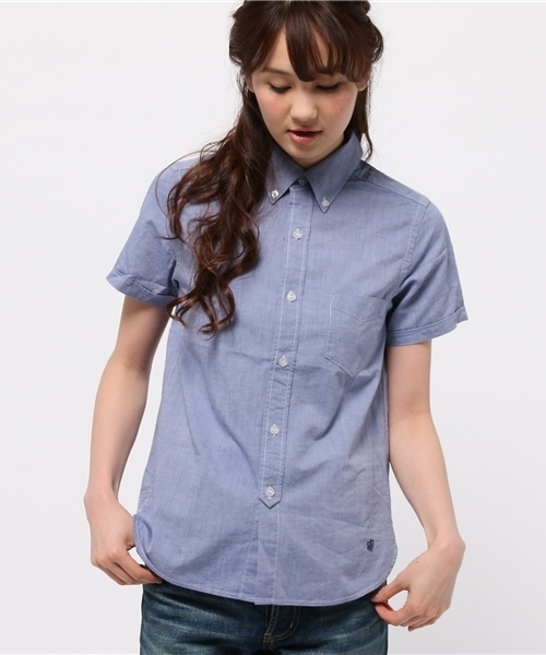 BEAMS BOY(ビームスボーイ)の「BEAMS BOY / オックスフォード ボタンダウン ショートスリーブ(シャツ/ブラウス・レディース・ホワイト/イエロー/ネイビー/パープル・ONE SIZE)」の1枚目の写真