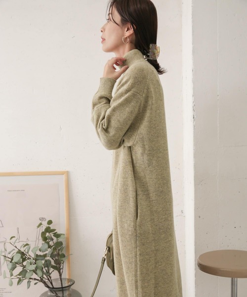 URBAN RESEARCH DOORS（アーバンリサーチドアーズ）の「ラムウールニットワンピース（ワンピース・レディース・ネイビー/アイボリー/モカ・ONE）」の9枚目の写真