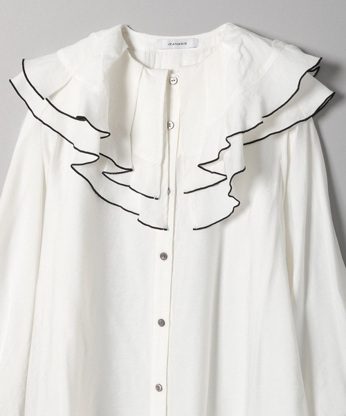 JEANASIS（ジーナシス）の「ハイショクメローダブルフリルブラウス/264569（シャツ/ブラウス・レディース・ホワイト/ブラック・FREE）」の9枚目の写真