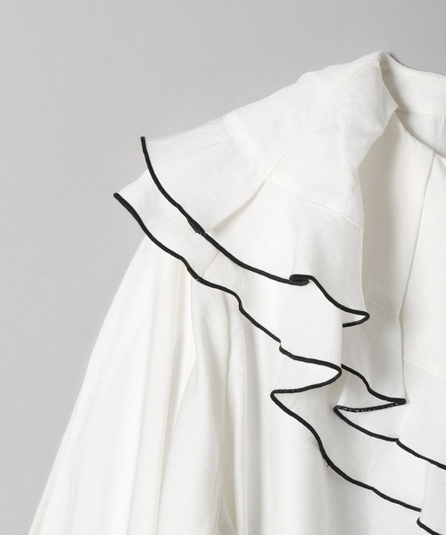 JEANASIS（ジーナシス）の「ハイショクメローダブルフリルブラウス/264569（シャツ/ブラウス・レディース・ホワイト/ブラック・FREE）」の4枚目の写真