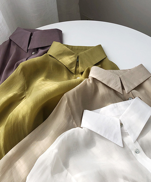 c.u.l（シーユーエル）の「【c.u.l:w】無地カラーシアーシャツ culw164（シャツ/ブラウス・レディース・オリーブ/ライトベージュ/ホワイト/ダークパープル・M/L）」の16枚目の写真