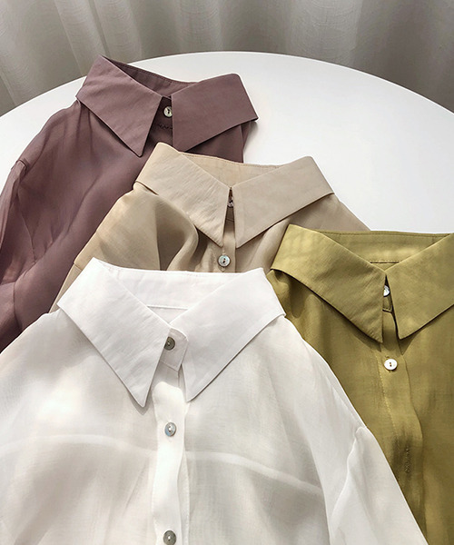 c.u.l（シーユーエル）の「【c.u.l:w】無地カラーシアーシャツ culw164（シャツ/ブラウス・レディース・オリーブ/ライトベージュ/ホワイト/ダークパープル・M/L）」の17枚目の写真