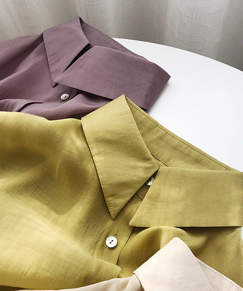 c.u.l（シーユーエル）の「【c.u.l:w】無地カラーシアーシャツ culw164（シャツ/ブラウス・レディース・オリーブ/ライトベージュ/ホワイト/ダークパープル・M/L）」の19枚目の写真