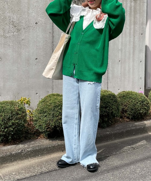 WEGO(ウィゴー)の「WEGO/リネンライクカーディガン(カーディガン/ボレロ・メンズ・イエロー/グリーン/スミクロ/ブルー・LARGE/MEDIUM)」の7枚目の写真