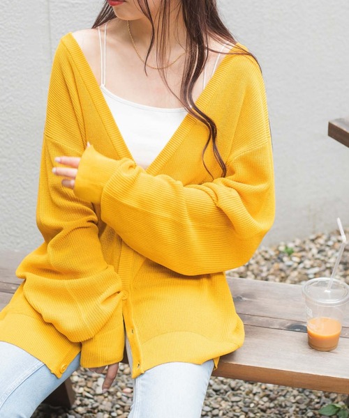 WEGO(ウィゴー)の「WEGO/リネンライクカーディガン(カーディガン/ボレロ・メンズ・イエロー/グリーン/スミクロ/ブルー・LARGE/MEDIUM)」の16枚目の写真