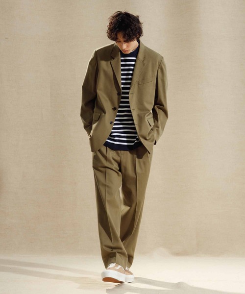 ADAM ET ROPE'（アダムエロペ）の「コットンレーヨンツイル ドレープ ワイドスラックス/セットアップ対応（スラックス・メンズ・グリーン系その他2/ブルー系その他3・S/M/L）」の6枚目の写真