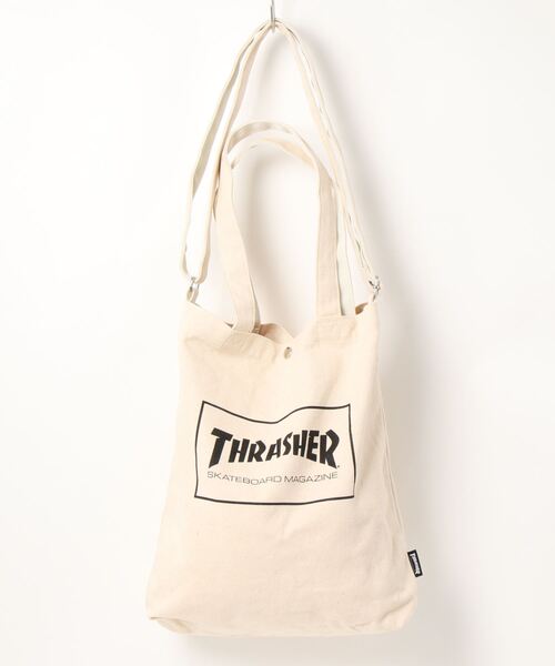 THRASHER(スラッシャー)の「CANVAS TOTE SHOULDER BAG/スラッシャーキャンバストートバッグ(トートバッグ・メンズ・ホワイト×レッド/ホワイト×ブラック/ホワイト系その他・FREE)」の3枚目の写真