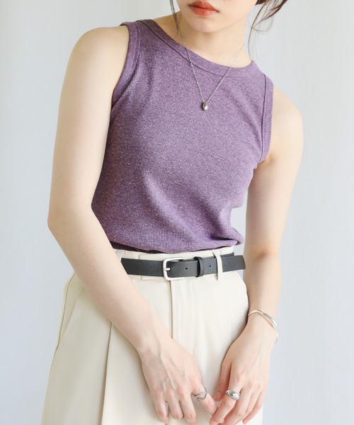 select MOCA（セレクトモカ）の「シンプルリブタンクトップ（タンクトップ・レディース・パープル/ブラウン/ブルー・FREE）」の3枚目の写真