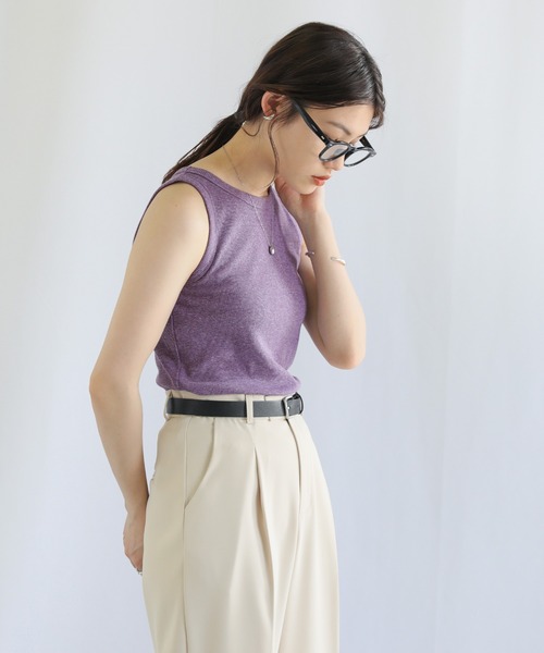 select MOCA（セレクトモカ）の「シンプルリブタンクトップ（タンクトップ・レディース・パープル/ブラウン/ブルー・FREE）」の20枚目の写真