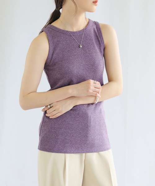 select MOCA（セレクトモカ）の「シンプルリブタンクトップ（タンクトップ・レディース・パープル/ブラウン/ブルー・FREE）」の21枚目の写真