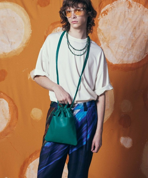 UNISEX》【EX】Vegan Leather Shoulder Drawstring Bag/ヴィーガン