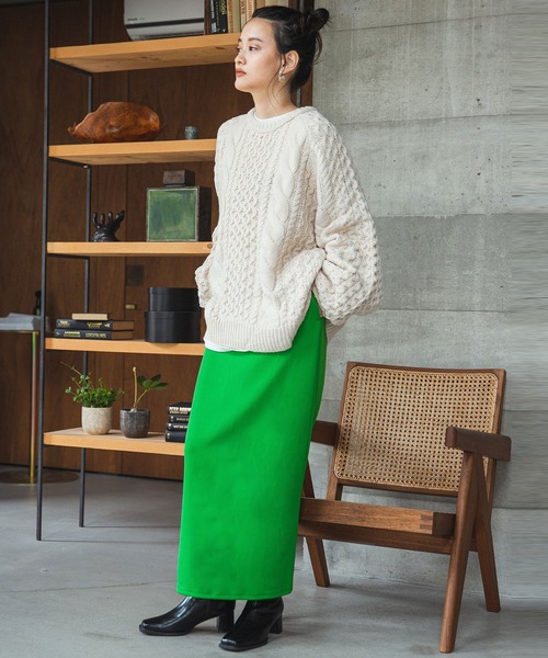 bohmal（ボマール）の「カットソーペンシルスカート（スカート・レディース・ブラック/ブルー/パープル/グリーン/ライム/スカイブルー/レッド/ピンク・FREE/LARGE/MEDIUM）」の4枚目の写真