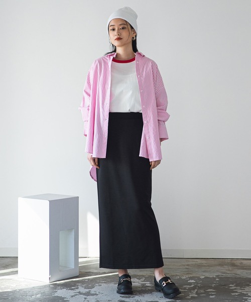 bohmal（ボマール）の「カットソーペンシルスカート（スカート・レディース・ブラック/ブルー/パープル/グリーン/ライム/スカイブルー/レッド/ピンク・FREE/LARGE/MEDIUM）」の19枚目の写真