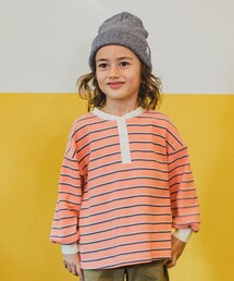 THE SHOP TK  | 【100-140】【伸縮性〇/やわらかい】マルチボーダーワッフルプルオーバー(Tシャツ/カットソー)