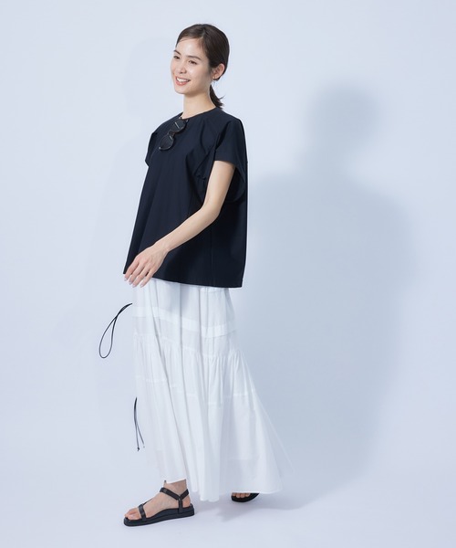 ROPE'(ロペ)の「布帛ライクミニマルコクーンTシャツ(Tシャツ/カットソー・レディース・ブラック/ホワイト/ピンク系その他/オレンジ・38)」の10枚目の写真