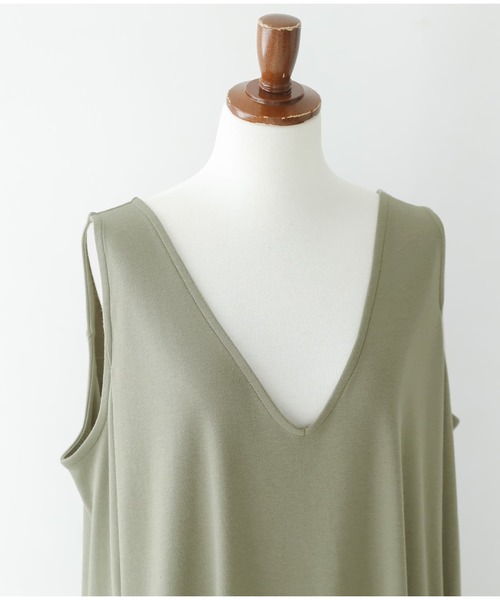 osharewalker（オシャレウォーカー）の「【廃盤】『深Vネックフレアジャンパースカート』（ジャンパースカート・レディース・カーキ/ブルーグリーン/ブラック・FREE）」の7枚目の写真