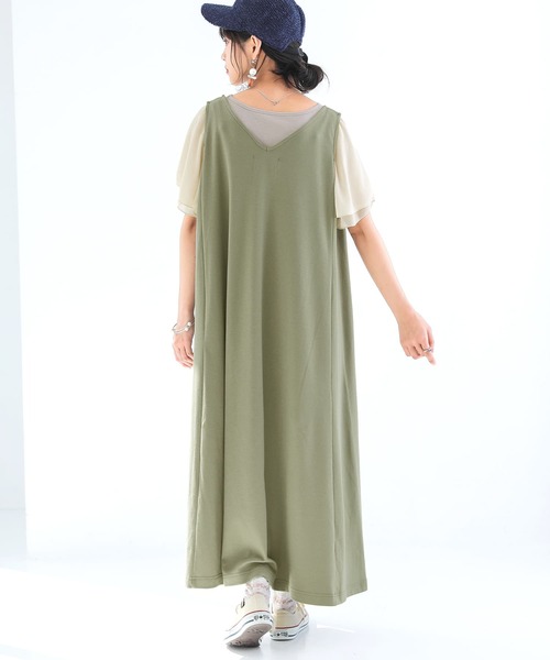 osharewalker（オシャレウォーカー）の「【廃盤】『深Vネックフレアジャンパースカート』（ジャンパースカート・レディース・カーキ/ブルーグリーン/ブラック・FREE）」の13枚目の写真