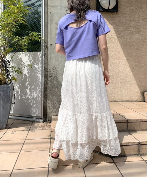 OLIVE des OLIVE(オリーブデオリーブ)の「ラッフルスリットスカート(スカート・レディース・ピンク/ライトグレー/オフホワイト・FREE)」の6枚目の写真