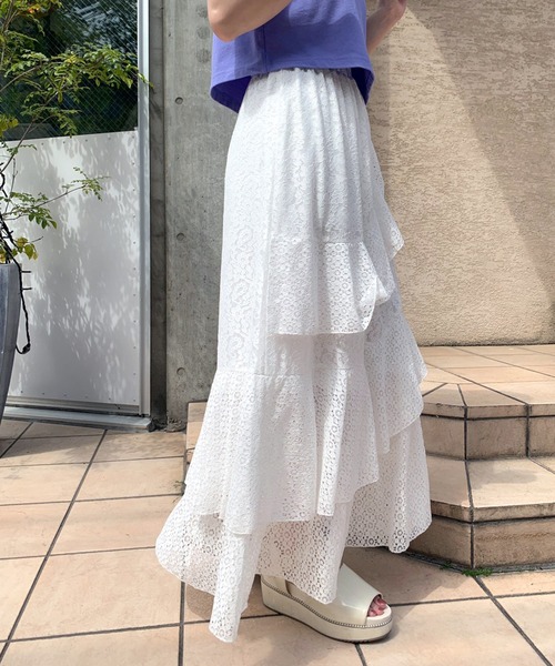 OLIVE des OLIVE(オリーブデオリーブ)の「ラッフルスリットスカート(スカート・レディース・ピンク/ライトグレー/オフホワイト・FREE)」の8枚目の写真