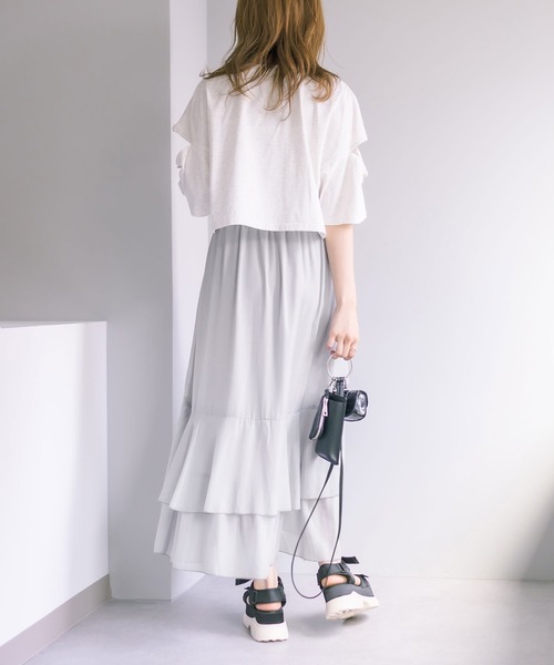 OLIVE des OLIVE(オリーブデオリーブ)の「ラッフルスリットスカート(スカート・レディース・ピンク/ライトグレー/オフホワイト・FREE)」の14枚目の写真