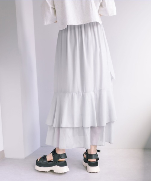 OLIVE des OLIVE(オリーブデオリーブ)の「ラッフルスリットスカート(スカート・レディース・ピンク/ライトグレー/オフホワイト・FREE)」の16枚目の写真