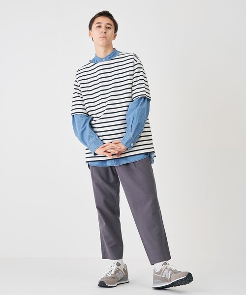 J.PRESS YORK STREET(ジェイプレスヨークストリート)の「【UNISEX】天竺ボーダーTシャツ(Tシャツ/カットソー・メンズ・ベージュ系1/ネイビー系1/ダルブルー系1・SMALL/MEDIUM/LARGE)」の6枚目の写真