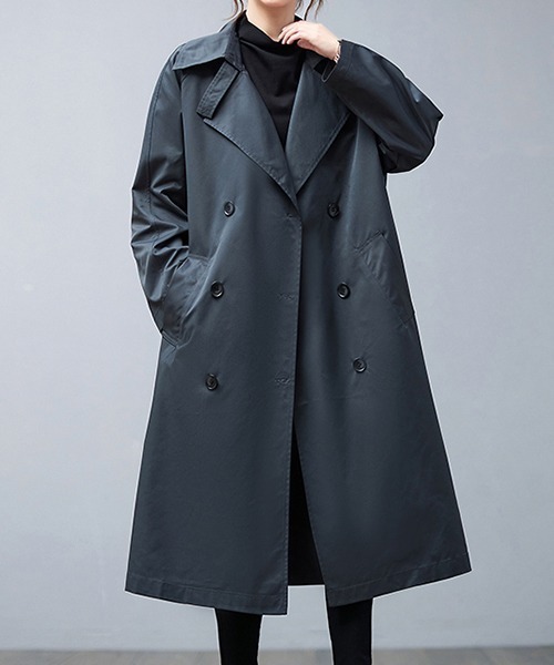Dream garden(ドリームガーデン)の「ロングトレンチコート(トレンチコート・レディース・ダークグリーン/カーキ/ブラック/チャコールグレー・M/L)」の21枚目の写真