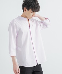 Rocky Monroe（ロッキーモンロー）の「日本製/国産 スキッパーバンドカラー七分袖シャツ（シャツ/ブラウス・メンズ）」