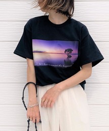 Q | SUNSETロゴT(Tシャツ/カットソー)