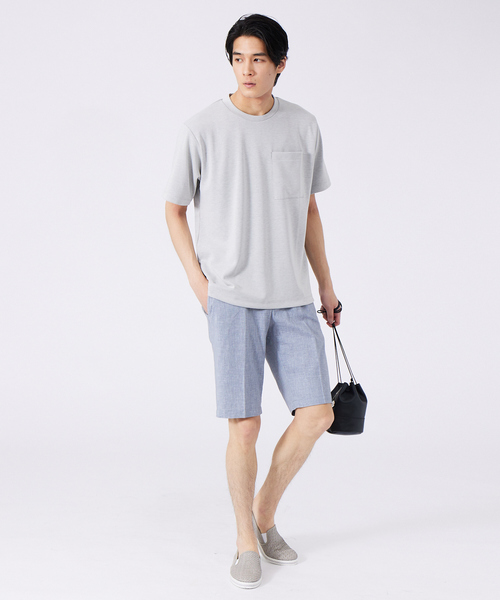 ABAHOUSE(アバハウス)の「ツインフェイス カットオフ ポケTシャツ(Tシャツ/カットソー・メンズ・ライトグレー/ブラック/ライム/ラベンダー・46/48)」の5枚目の写真