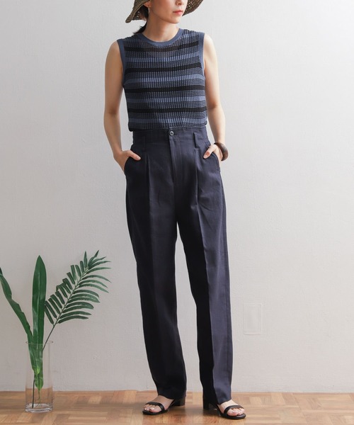 URBAN RESEARCH DOORS（アーバンリサーチドアーズ）の「コットンリネントラウザー（その他パンツ・レディース・ナチュラル/ネイビー・MEDIUM/SMALL）」の4枚目の写真