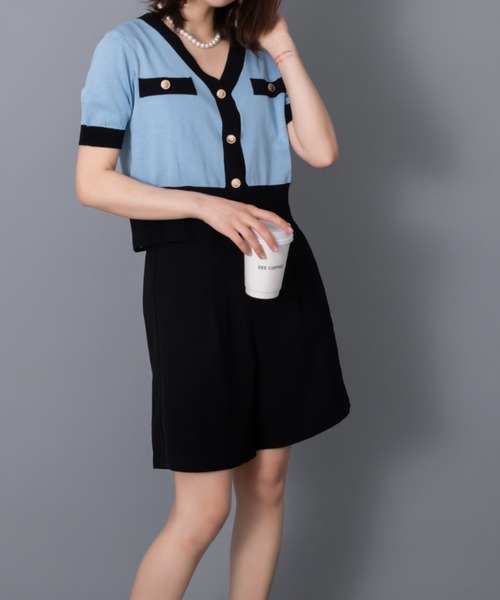 solleim(ソルレム)の「フロントタックバミューダパンツ(その他パンツ・レディース・ブラック/グリーン・M)」の9枚目の写真