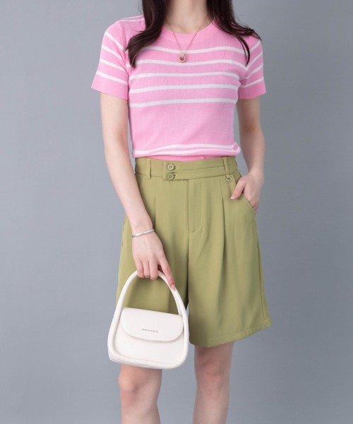 solleim(ソルレム)の「フロントタックバミューダパンツ(その他パンツ・レディース・ブラック/グリーン・M)」の13枚目の写真