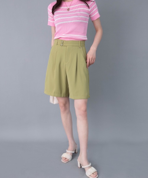 solleim(ソルレム)の「フロントタックバミューダパンツ(その他パンツ・レディース・ブラック/グリーン・M)」の14枚目の写真