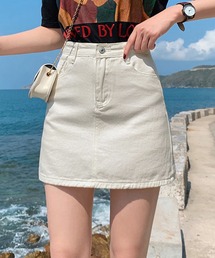 Jasmine Grandiflorum（ジャスミングランディフローラム）の「【Jasmine】ハイウエストシンプルAラインデニムミニスカート（デニムスカート）」