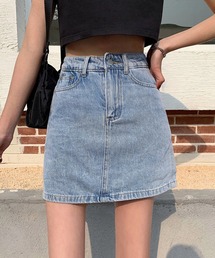 Jasmine Grandiflorum（ジャスミングランディフローラム）の「【Jasmine】ハイウエストシンプルAライんデニムミニスカート（デニムスカート）」