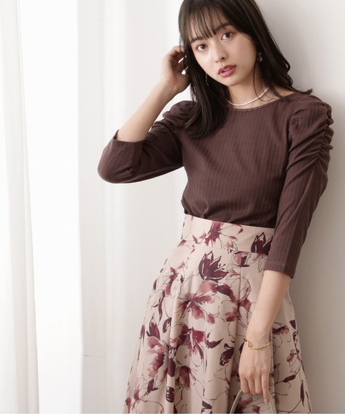 PROPORTION BODY DRESSING(プロポーションボディドレッシング)の「ギャザースリーブリブテレコ / 1212260802(Tシャツ/カットソー・レディース・ブラック/ボルドー/ブラウン・MEDIUM/SMALL)」の2枚目の写真